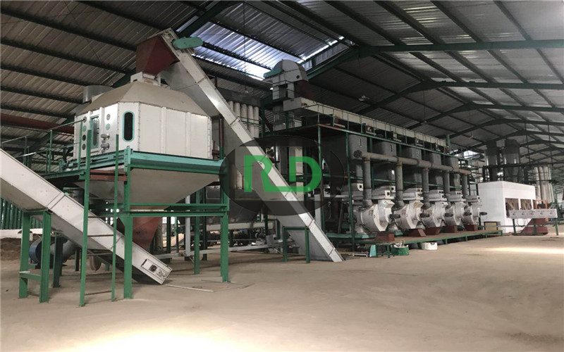 Production line with an output of 12 tons per hour of wood pellets
