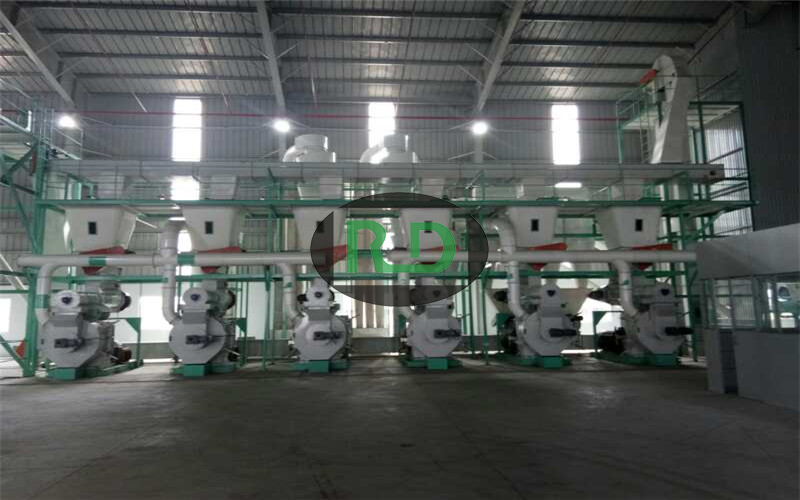 Production line with an output of 15-18 tons per hour of wood pellets